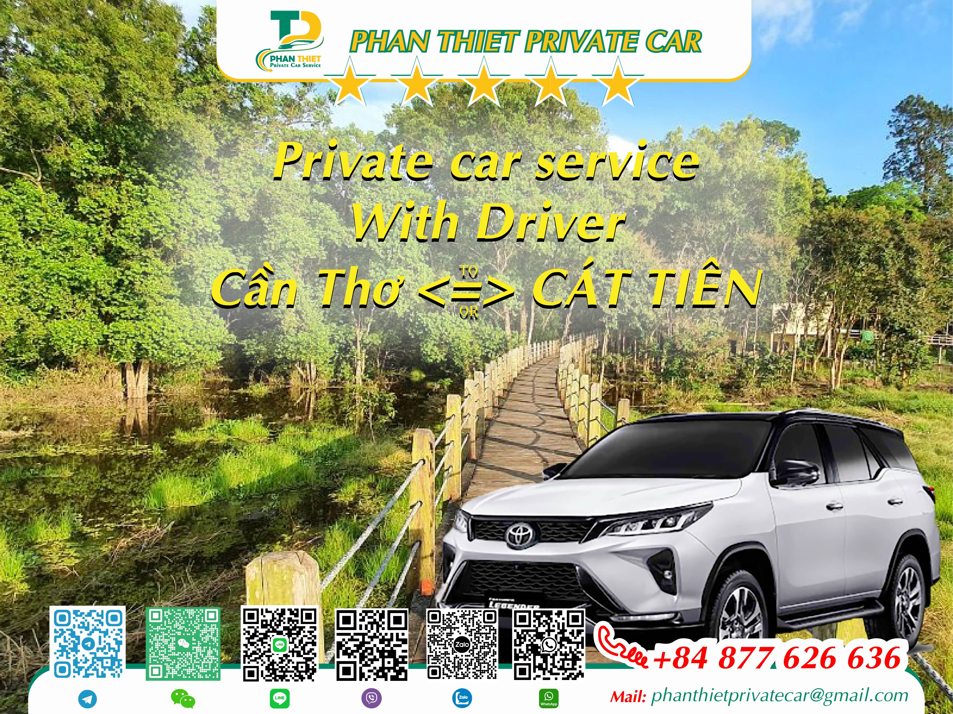 Car rental Can Tho <=> Cat Tien (private car with driver)